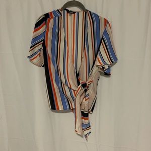 Express Striped Surplus Side Tie Top